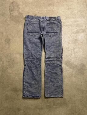 True Rock Moto Biker Jeans Distressed Acid Wash Blue 34x30  Size: 34